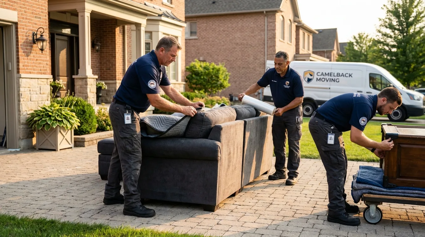 Large estate moving crew wrapping furniture in Byron, GA